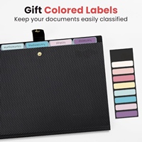 Carpeta de Archivo Expandible Tipo Acordeón con Logotipo Personalizado, 5 Bolsillos, Tamaño Carta/A4, con Etiqueta, Organizador Portátil de Documentos, Facturas y Recibos, Color Negro