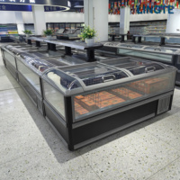 Congélateur horizontal en îlot intégré de 1000 litres, congélateur profond pour aliments surgelés, refroidissement statique pour la vente en gros en usine
