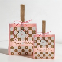 Sacs à poignée en feutre non tissé avec motif floral Huadefeng, décoration de fête, couleur rose
