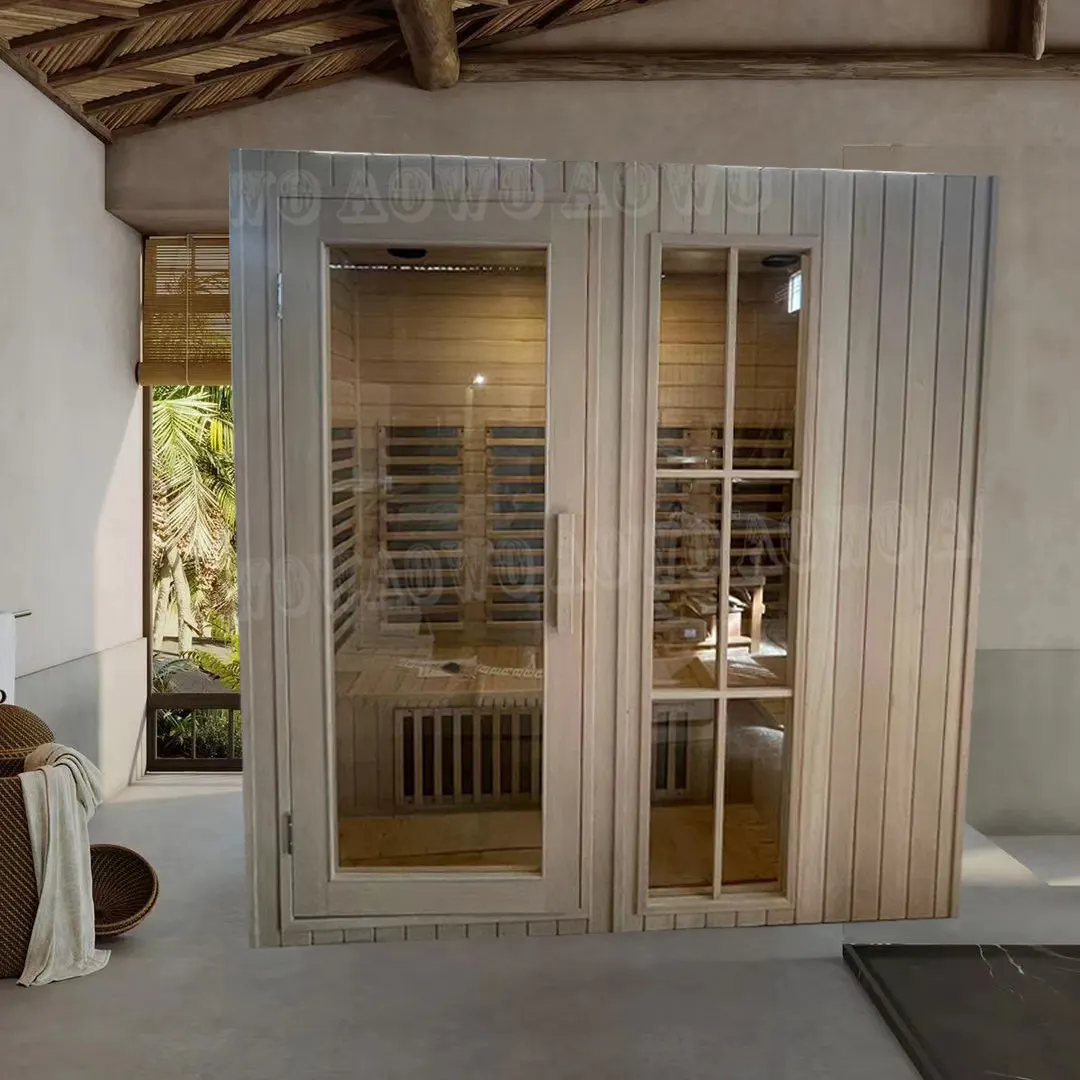 Familien gebrauch Infrarot sauna Massivholz mit 3C Glashaus Haus Trocken dampfs auna 3-4 Personen Größe mit Musik und Bluetooth