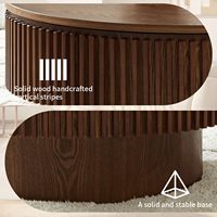 Table basse ronde Combohome pour salon, table basse décorative à tambour cannelé avec rangement