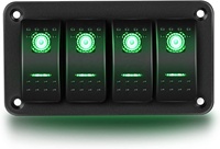 Interrupteur à bascule pré-câblé 4 gangs à double LED 5 broches ON-OFF SPST avec panneau en aluminium