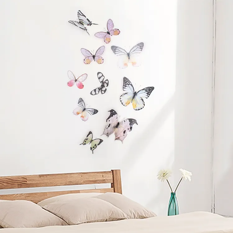 Wedding Party Background Butterfly Stickers 3d Decal Decorative Glow Butterfly Wall Sticker for Home