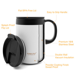 Pinkah Tùy Chỉnh 16Oz Tái Sử Dụng Đôi Tường Thép Không Gỉ Chân Không Cách Nhiệt Văn Phòng Cup Xử Lý Nắp Hiện Đại Sang Trọng Thân Thiện Với Môi 6-12 - Product Image 3