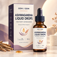 Gouttes liquides d'Ashwagandha OEM 60 ml pour le soulagement du stress et le soutien de l'humeur, sans mélatonine, pour le sommeil, marque privée