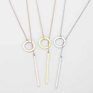 SC Lariat Drop Zarte Choker-Halskette Edelstahl-Halskette Lange Dünne Kette mit Scheiben-Anhänger Goldene Halsketten für Frauen - Product Image 6