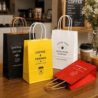 Sacs en papier kraft rectangulaires biodégradables pour 1, 2 ou 4 tasses de café, thé et jus, emballage à emporter avec poignée pour café et boulangerie
