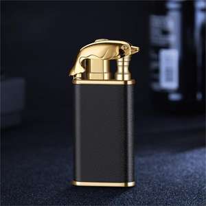 Briquet torche à cigare coupe-vent Esqueiro, design dragon, double flamme, flamme douce, flamme jet commutable, plastique, pour cadeaux - Product Image 4