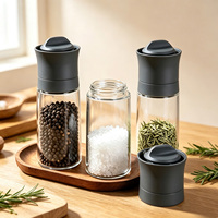 Moulin à sel et poivre en verre transparent de qualité alimentaire 200 ml avec broyeur réglable pour la cuisine et la vente en gros