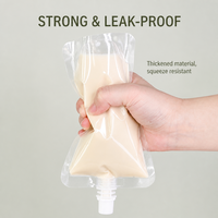 Pochette transparente à bec verseur 50ml 500ml, sac en plastique transparent pour liquides, boissons, jus, lait, thé, avec bouchon à vis