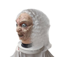 Masque de sorcière effrayant pour Halloween, costume de cosplay, design de sorcière moche, masque en latex de monstre aux cheveux blancs et aux grands yeux