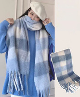 Écharpe de couleur unie hiver femmes haute qualité nouveau noir et blanc à carreaux dames chaud épais écharpe