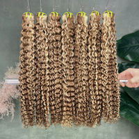 Extensions de cheveux humains vierges 100% naturels, bouclés profonds, couleur P4/27, style indien, en gros