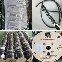 Cable de Fibra Óptica FTTH de 1 km y 2 km, 1F 2 Núcleos, Cable de Fibra Óptica SM de 1.0 mm con Mensajero, 2x0.5 mm FRP para Comunicación