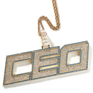 Ciondolo Personalizzato Uwin con Lettere in <span class=keywords><strong>Corsivo</strong></span> in Zirconia Taglio Baguette, Gioiello con Iniziale in Zirconia Cubica - Product Image 2