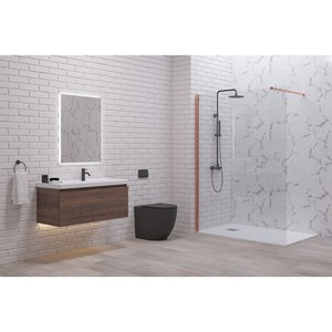 Kamalu KW1000GR Box Doccia Walk-in 120 cm Vetro Trasparente Profilo Oro Rosa Piatto Rettangolare Design Senza Telaio Impermeabile - Product Image 4