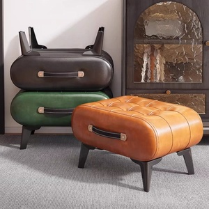 <strong>Stool</strong> New Sale Dining Square Modern Indoor Home Luxury Foot Step Living Room Furniture Metal Chairs Ottoman Gold <strong>Leather</strong> <strong>Stools</strong> - Product Image 4