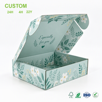Boîte d'expédition en carton ondulé vert sauge à motif floral, personnalisée avec rabats latéraux incurvés, pour emballage de cadeaux, vente en gros et approvisionnement en vrac