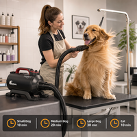 Sèche-cheveux pour animaux de compagnie Shernbao 2800W haute puissance, faible bruit, pour toilettage des chiens et des chats, vitesse réglable, usage professionnel en salon ou à domicile