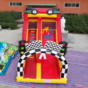 Grande <span class=keywords><strong>maison</strong></span> de rebond de voiture de course avec toboggan humide et sec géant Patriot Monster Truck toboggan aquatique toboggan rouge Kids Bounce House Combo - Product Image 3
