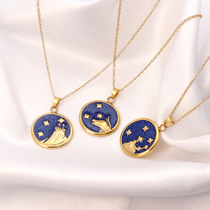 Collane con Ciondolo Zodiacale Minos, Gioielli da Donna in Acciaio Inossidabile Placcato Oro 18K con Smalto Blu - Product Image 5