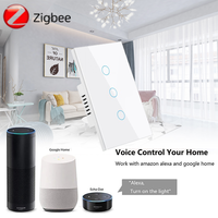 Interrupteur mural intelligent tactile Tuya ZigBee, compatible Alexa Google, 10A Max 240V, US AU, sans fil neutre et avec fil neutre, interrupteur mural électrique