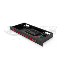 Panel Patch Fiber Optik Rak Mount 1U 19 Inch Indoor, Baja Canai Dingin, 12/24 Port ODF SC/FC/ST/LC