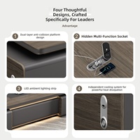 Bureau de direction, bureau du président, bureau du PDG, bureau de direction moderne avec bande lumineuse LED intégrée, mobilier de bureau de PDG luxueux
