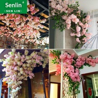 Künstliche Blumen Wohnzimmer Trendige Laden-Dekoration Blumenranke Hintergrundwand Klimaanlagenrohr-Ranke Kirschblütenbaum