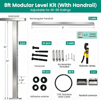 Kit complet de garde-corps horizontal en câble argenté de 1,2 à 2,4 m – Installation facile avec raccords en acier inoxydable pour terrasse et balcon extérieurs