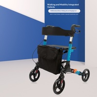 Déambulateur d'extérieur en alliage d'aluminium pour personnes âgées à mobilité réduite, pliable, multifonctionnel, chariot de courses à quatre roues, capacité 100 kg