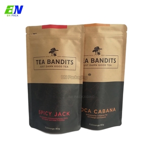 Sachets d'emballage réutilisables en papier <span class=keywords><strong>kraft</strong></span>, sacs en papier <span class=keywords><strong>kraft</strong></span> à fermeture éclair écologique pour sachets de thé biodégradables, pièces - Product Image 1
