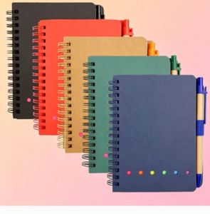 Wholesale Sticker Office Meeting Customizable Cartoon Custom Hardcover Cute A5 Spiral Notebook With Pen Holder - Product Image 1