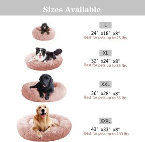 Customized Winter Pet Cat Donut <b>Dog</b> <b>Bed</b> Waterproof Machine Washable Solid Pattern Removable Cover Soft Plush Faux Fur Packed - Product Image 2