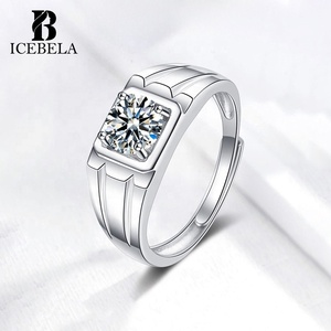 Anel Simples e Elegante em Prata Esterlina 925 com Moissanite de 1 Quilate e Superfície Lisa para Homens - Product Image 2
