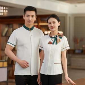 Uniforme de serveur de restaurant moderne avec logo personnalisé Ilex <span class=keywords><strong>Pur</strong></span> Purea Lines Design, uniforme de serveuse de restaurant, uniforme de serveur indien - Product Image 2