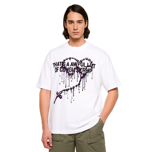 T-shirt ALOCS a maniche corte con stampa gotica, cotone 280g, design streetwear personalizzato traspirante, stampata con le parole "This is a lar" - Product Image 1