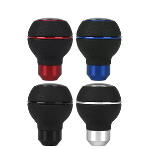 Car Gear <b>Shift</b> <b>Knob</b> 5-Speed Aluminum Leather Round Ergonomic For Manual Transmission Cars - Product Image 2