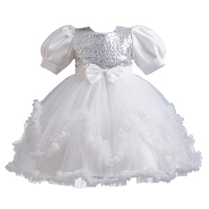 Vestido de Princesa para Niñas, Manga Corta, Falda de Tul con Lentejuelas y Lazo, Lavable, para Anfitrionas, Actuaciones de Piano, Navidad - Product Image 5