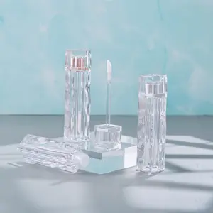 Kristal dalga dudak parlatıcısı tüp temizle pigment buz küpü boş lipgloss tüpler özel logo şişe ruj tüpü makyaj paketi