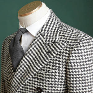 Winter Hot Selling Items <strong>Black</strong> White <strong>Men's</strong> 100% Wool Long <strong>Overcoat</strong> Double-Breasted Woven Texture <strong>Men's</strong> Wool <strong>Overcoat</strong> - Product Image 2