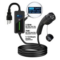 Pengisi Daya EV Portabel 16A Baru Tipe 2 NEMA 5-15P Arus Dapat Diatur Pintar Tahan Air IP66 110V-240V untuk Mobil EV