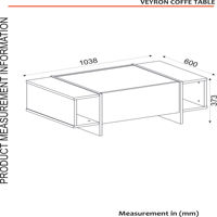 Meja Kopi Modern Veyron Desain Mewah Eksklusif dari Dekorister Chipboard, Marmer Rebab untuk Ruang Tamu, Garansi 2 Tahun, Terbaik dari Turki