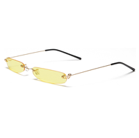 Lunettes de soleil étroites hommes sans monture été 2025 rouge bleu noir lunettes de soleil rectangulaires pour femmes petites nuances de visage