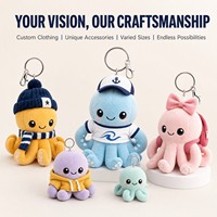 Porte-clés mascotte pieuvre personnalisé, service de conception sur mesure, logo brodé, service d'échantillonnage rapide, OEM ODM, animal en peluche