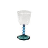 Tasse en verre à vin de couleur amusante soufflée à la main personnalisée verres à vin en verre à tige circulaire à blocage de couleur en borosilicate à vendre