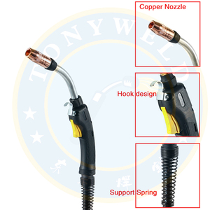 Pistola per saldatura ad aria raffreddata Bnd <span class=keywords><strong>Btb</strong></span> Q30, torcia per saldatura MIG 300A all'ingrosso, connettore Euro, cavo in rame, ricambio per pistola - Product Image 4