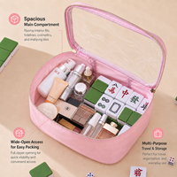 Sac de maquillage personnalisé en PVC transparent, trousse de toilette de voyage étanche, sac à main transparent avec poignée, grande capacité pour le rangement du mahjong