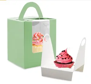 Cupcake tàu sân bay bánh ngọt container với chèn và cửa sổ & xử lý cho đám cưới sinh nhật bên (màu xanh lá cây)