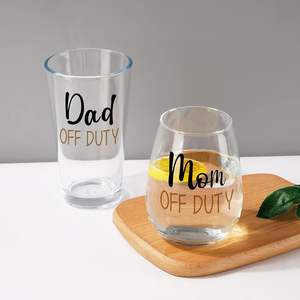Drôle papa <span class=keywords><strong>maman</strong></span> verre à vin Combo couleur boîte emballée verres quotidiens pour les nouveaux parents pour la fête des pères fête des mères noël - Product Image 2